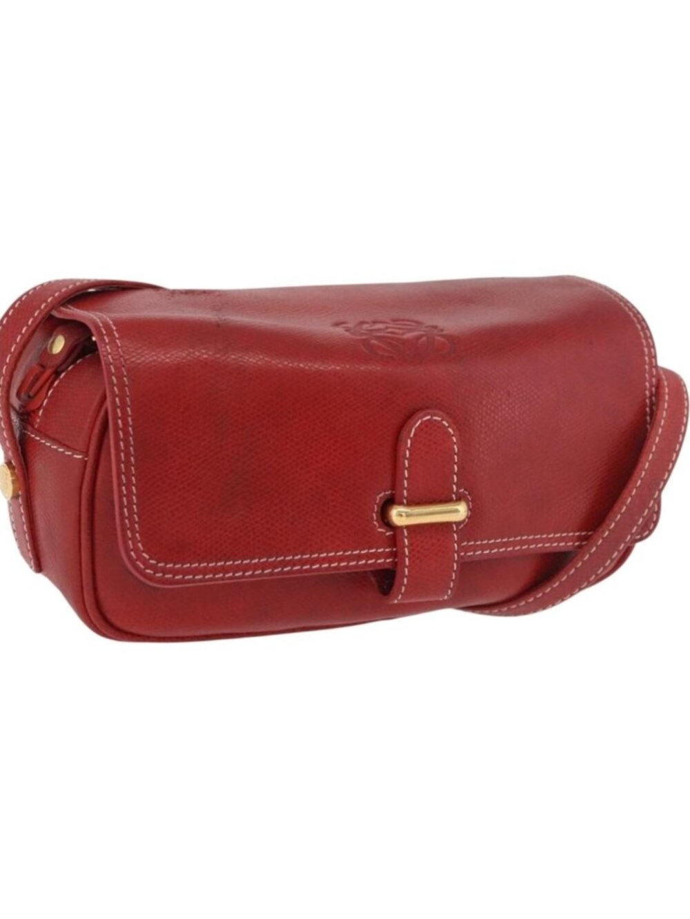 LOEWE Shoulder Bag Leather Red Gold